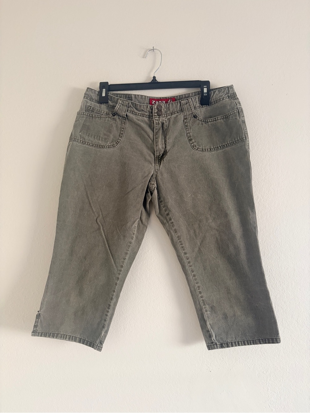 Vintage Y2K Zana Di Jeans Olive Green Capri Pants 100% Cotton